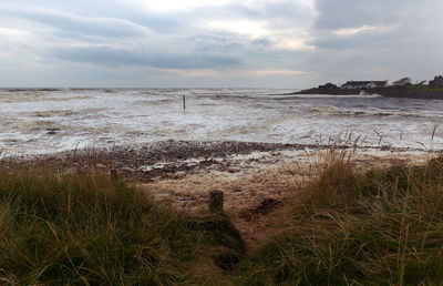 Scenic view of beach against sky