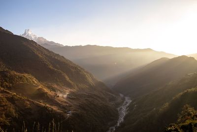 Scenic view of mountains against clear sky