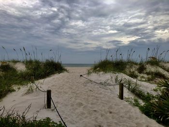 Scenic view of beach against sky