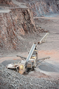 High angle view of coal mining machinery