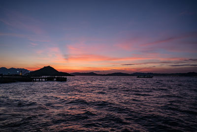 Scenic view of sea against sky at sunset