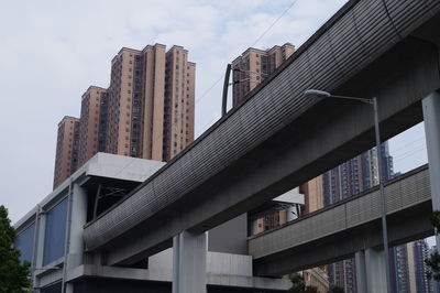 Low angle view of modern buildings against sky