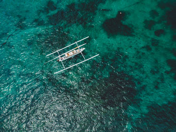 High angle view of people in sea