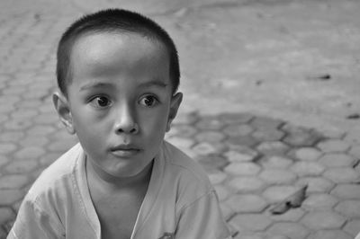 Close-up of boy looking away