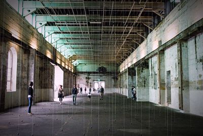 View of illuminated underground walkway