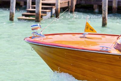 Cropped image of water taxi sailing in sea