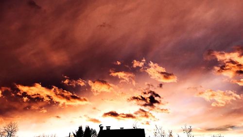 Low angle view of silhouette trees against sky at sunset