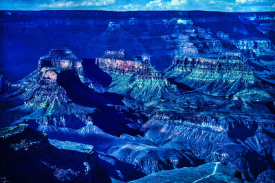 High angle view of sea at night