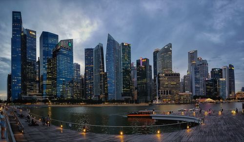 Modern buildings in city against sky