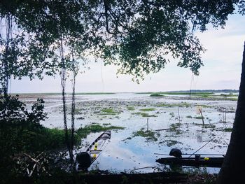 Scenic view of lake against sky