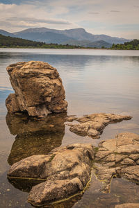 Scenic view of lake against sky