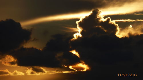 Low angle view of storm clouds in sky