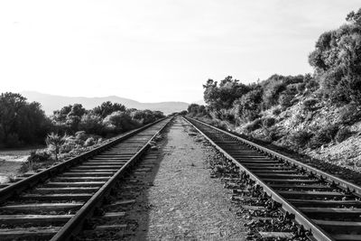 View of railroad tracks against clear sky