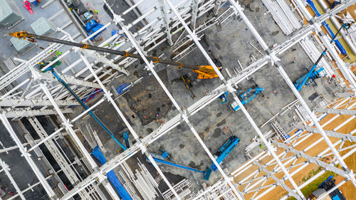 Aerial view of building at construction site in city