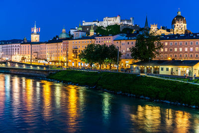 Reflection of buildings in river