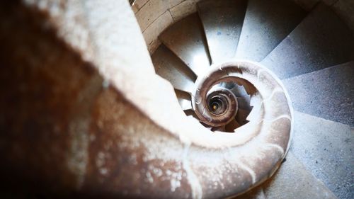 High angle view of spiral stairs