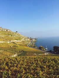 Scenic view of sea against clear sky