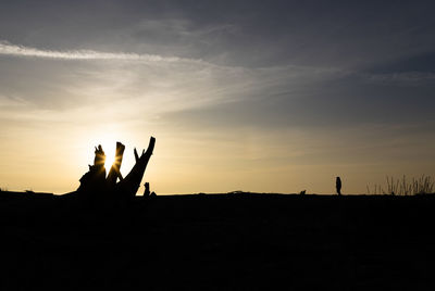 Silhouette man against sky during sunset