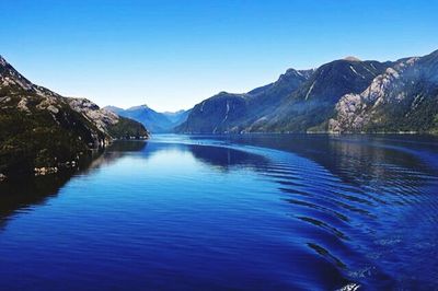 Scenic view of lake against clear sky