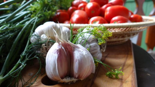 Close-up of tomatoes on table