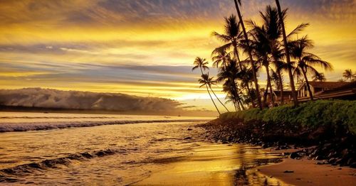 Scenic view of sea against sky during sunset