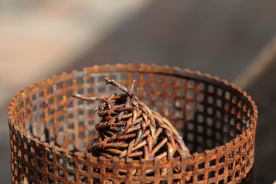 Close-up of rust in basket
