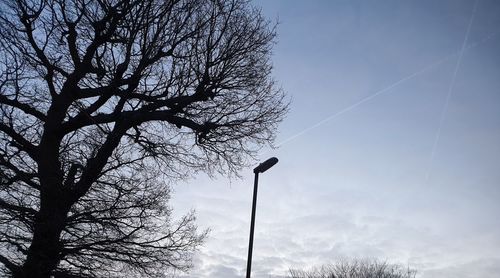 Low angle view of silhouette street light against sky