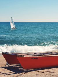 Scenic view of sea against clear sky