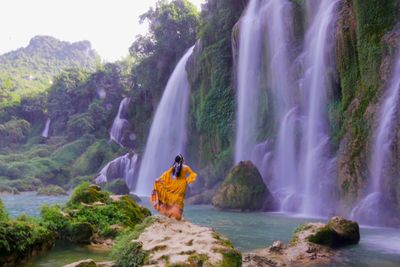 Scenic view of waterfall