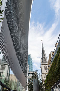 Low angle shot of modern city tall buildings