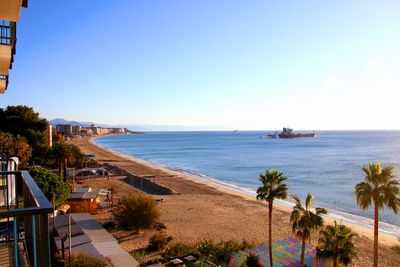 Scenic view of sea against clear sky