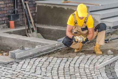 Construction worker working at construction site