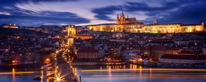 Illuminated city at night