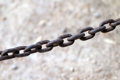 Close-up of chain on barbed wire
