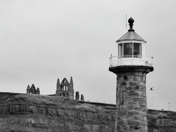 Low angle view of lighthouse against sky