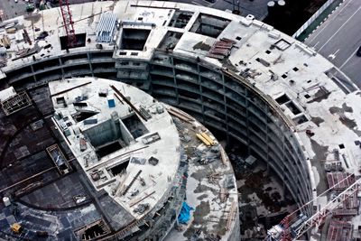 High angle view of abandoned building