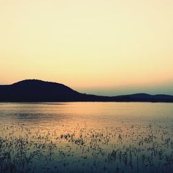 Scenic view of mountains at sunset