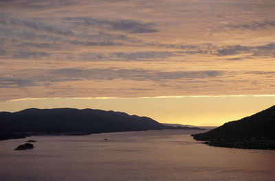 Scenic view of beach against sky during sunset