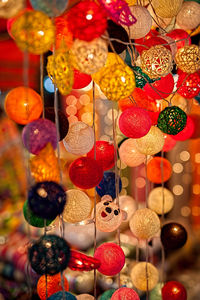 Full frame shot of multi colored lanterns hanging at market