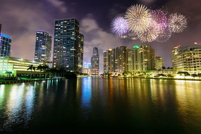 Illuminated city at night