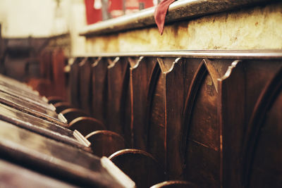 Close-up of wooden furniture