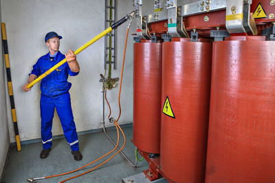 Full length portrait of man working