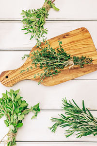 High angle view of food on table