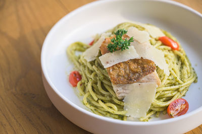 Close-up of food served in plate