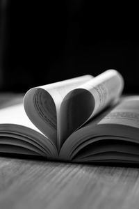 Close-up of open book on table