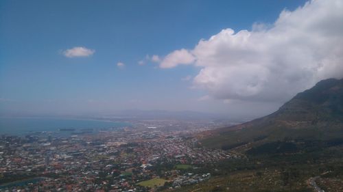 High angle view of cityscape against sky