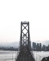 View of suspension bridge in city