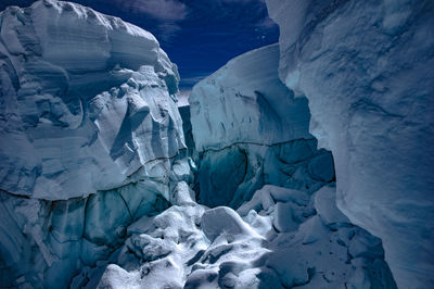 Snowcapped mt baker against sky at night