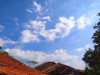 Low angle view of houses against sky