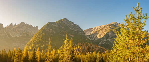 Scenic view of mountains against clear sky